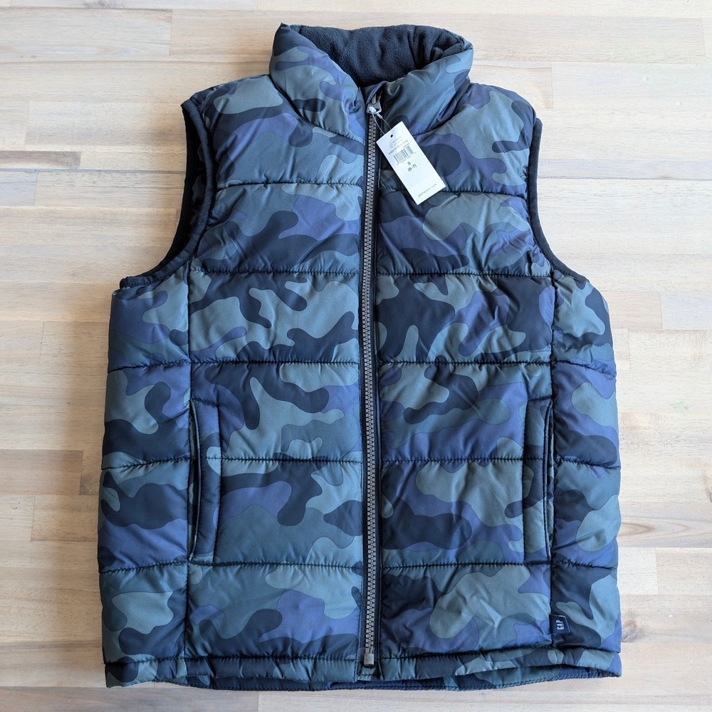 GAP Kids Camo Puffer‎ Vest Size S 6-7 Cold Control Water Resistant Boys NEW